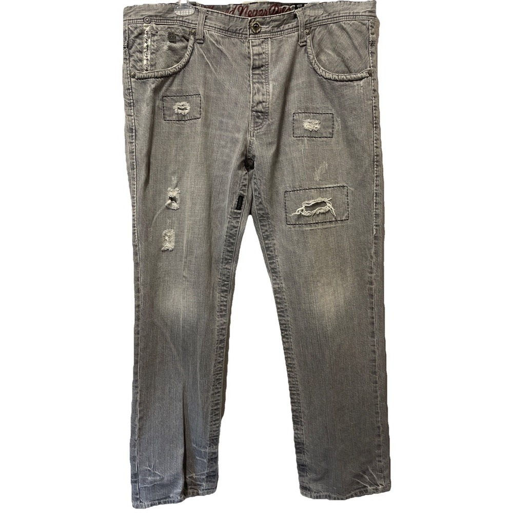 Parish Nation Jeans Mens 40x33 Straight Relaxed Dark Wash Streetwear Distressed